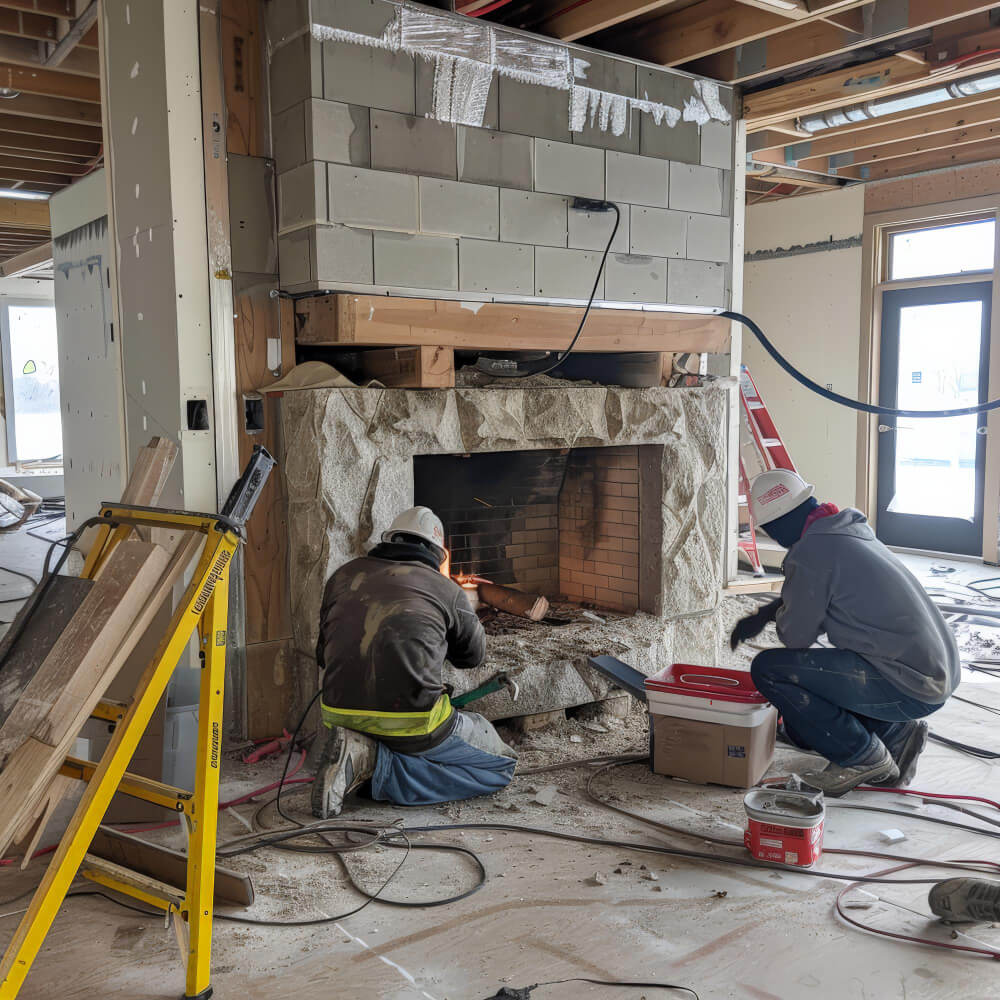 Brick fireplace remodel
